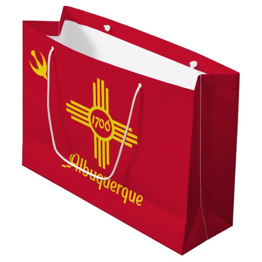 Vlag van Albuquerque, New Mexico Large Gift Bag Groot Cadeauzakje (Voorkant Gekanteld)