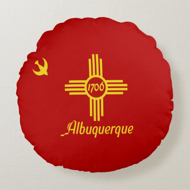vlag van Albuquerque (New Mexico) Rond Kussen (Voorkant)