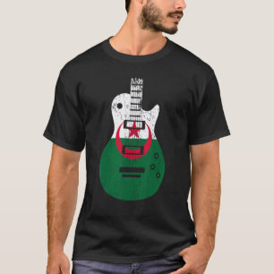 Vlag van Algerije Gitaar Vintage Muzikant T-shirt