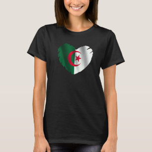 Vlag van Algerije in de vorm van een hart Algerijn T-shirt