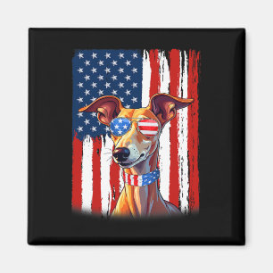 Vlag van Amerika Italiaanse Greyhound-hond 4 juli Magneet