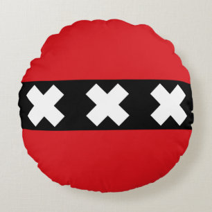 Vlag van Amsterdam, Nederland Rond Kussen