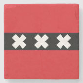 Vlag van Amsterdam Stenen Onderzetter (Voorkant)