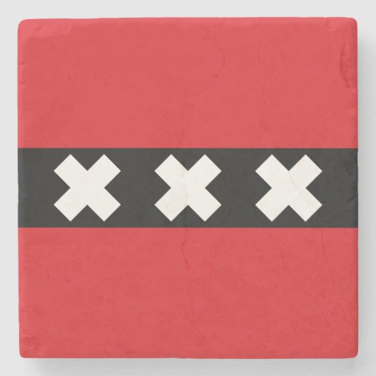 Vlag van Amsterdam Stenen Onderzetter (Voorkant)