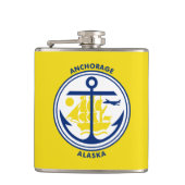 Vlag van Anchorage, Alaska Flask Heupfles (Voorkant)