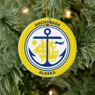Vlag van Anchorage, Alaska Keramisch Ornament