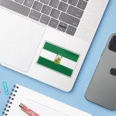 Vlag van Andalusië Sticker (Laptop met iPhone)