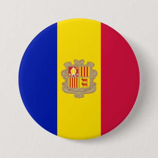 Vlag van Andorra Ronde Button 7,6 Cm (Voorkant)