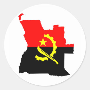 vlag van angola - land met plattegrond ronde sticker