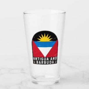 Vlag van Antigua en Barbuda Emblem Verstoorde Vint Glas