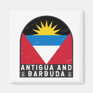 Vlag van Antigua en Barbuda Emblem Verstoorde Vint Magneet