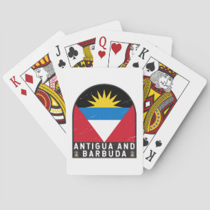 Vlag van Antigua en Barbuda Emblem Verstoorde Vint Pokerkaarten