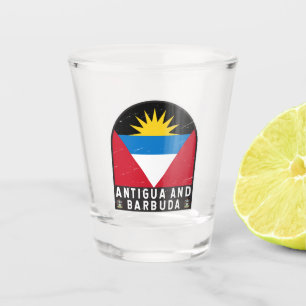 Vlag van Antigua en Barbuda Emblem Verstoorde Vint Shot Glas