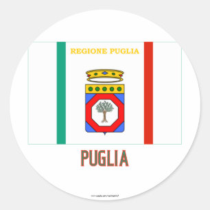 vlag van Apulië met naam Ronde Sticker