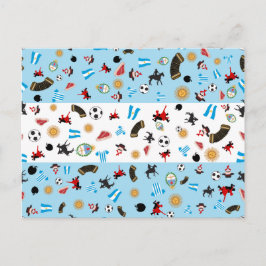 Vlag van Argentinië met beroemde pictogrammen Briefkaart