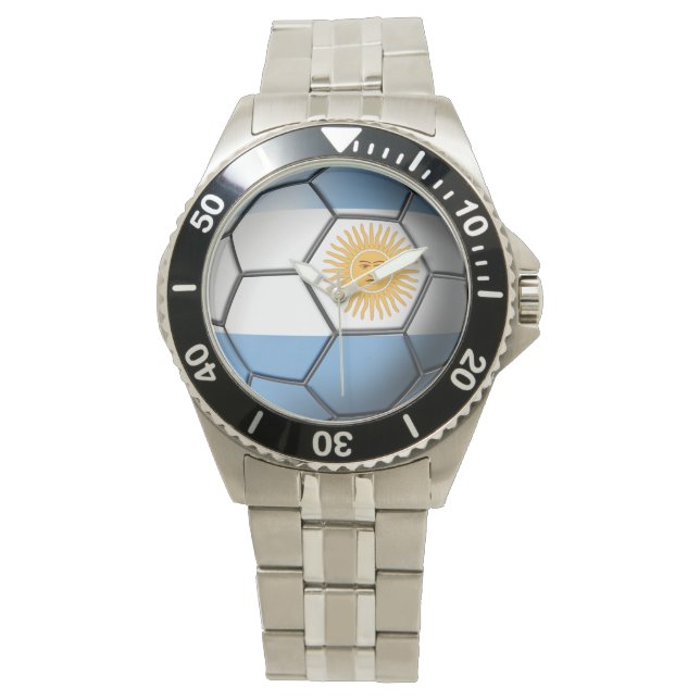Vlag van Argentinië Voetbal Horloge (Voorkant)