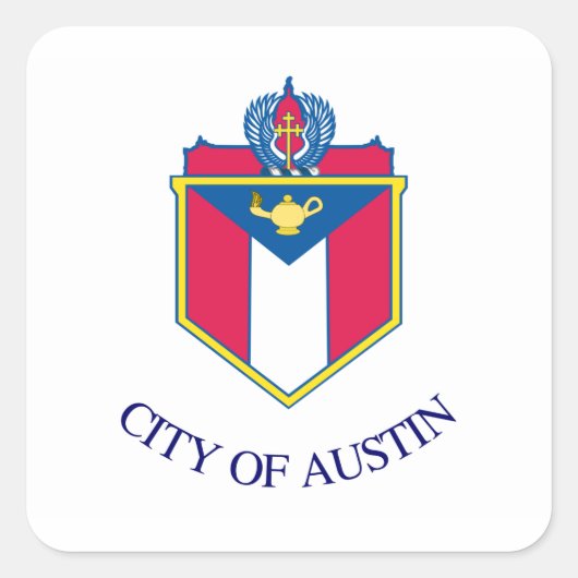 Vlag van Austin, Texas Vierkante Sticker (Voorkant)