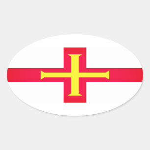 Vlag van Bailiwick of Guernsey (VK) Ovale Sticker