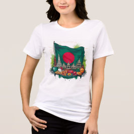 Vlag van Bangladesh met monumenten en artistiek on Tri-Blend Shirt