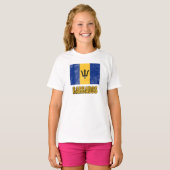 Vlag van Barbados "Grunge" look. T-shirt (Voorkant volledig)