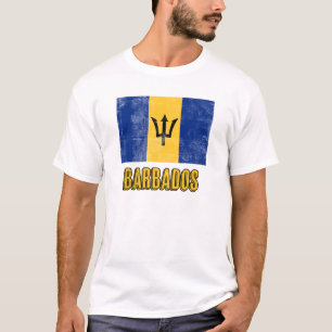 Vlag van Barbados "Grunge" look. T-shirt