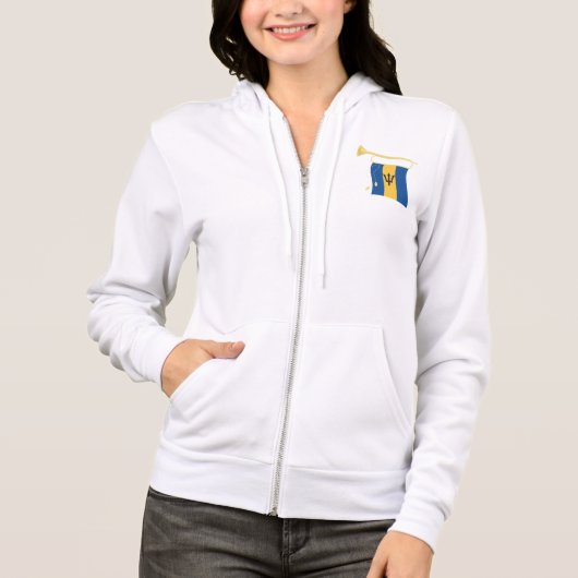 Vlag van Barbados met Bugle Patriotic Caribbean Hoodie (Voorkant)