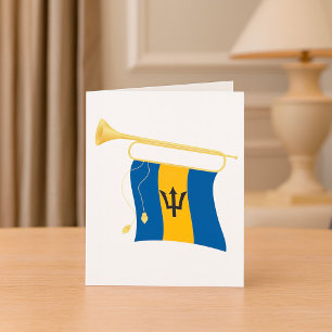 Vlag van Barbados met Bugle Patriotic Caribbean Kaart
