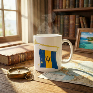 Vlag van Barbados met Bugle Patriotic Caribbean Koffiemok