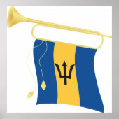 Vlag van Barbados met Bugle Patriotic Caribbean Poster (Voorkant)