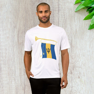 Vlag van Barbados met Bugle Patriotic Caribbean T-shirt