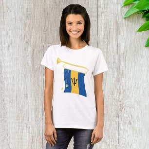 Vlag van Barbados met Bugle Patriotic Caribbean T-shirt