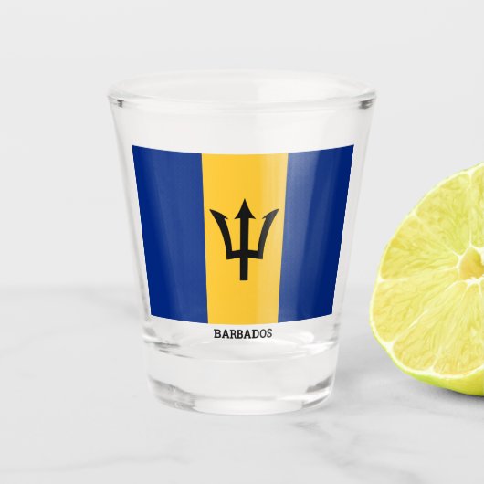 Vlag van Barbados Shot Glas (Voorkant)
