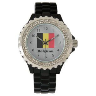 Vlag van België, voorzien van een etiket Horloge