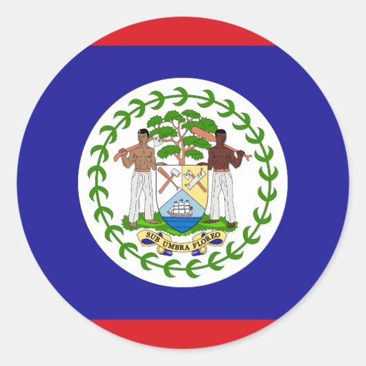 Vlag van Belize Ronde Sticker (Voorkant)
