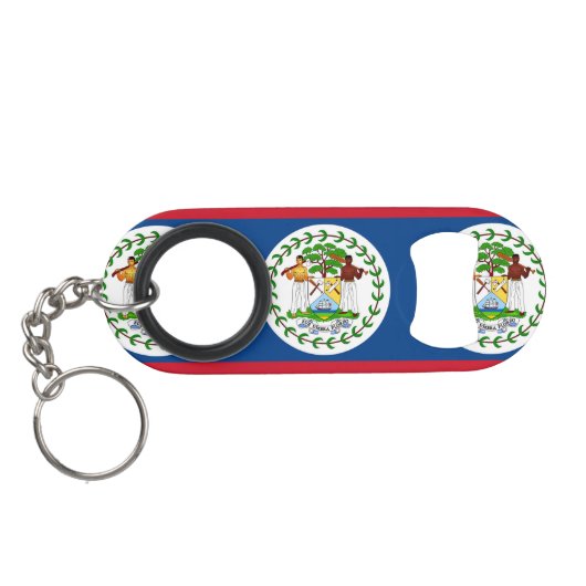 Vlag van Belize Sleutelhanger Flessenopener (Achterkant Horizontaal)