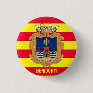 Vlag van Benidorm - Comunidad Valenciana (ESP) Ronde Button 3,2 Cm