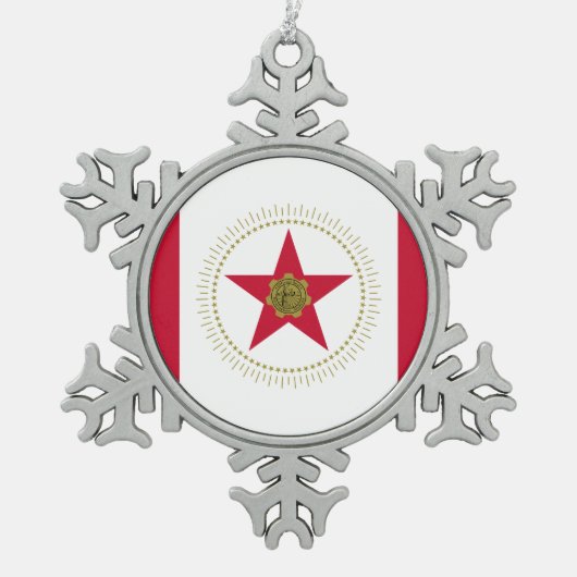 Vlag van Birmingham, Alabama Snowflake Pewter Chri Tin Sneeuwvlok Ornament (Voorkant)