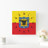 Vlag van Bogota, Colombia Square Wall Clock Vierkante Klok (Huis)