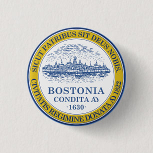 Vlag van Boston, Massachusetts Ronde Button 3,2 Cm