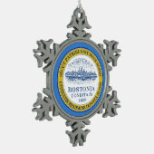 Vlag van Boston, Massachusetts Tin Sneeuwvlok Ornament (Links)
