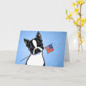 Vlag van Boston Terrier op 4 juli Aangepast Kaart (Gele Bloem)