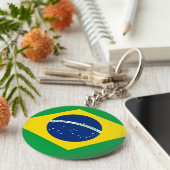Vlag van Brazilië (Braziliaans) Sleutelhanger (Zijkant)