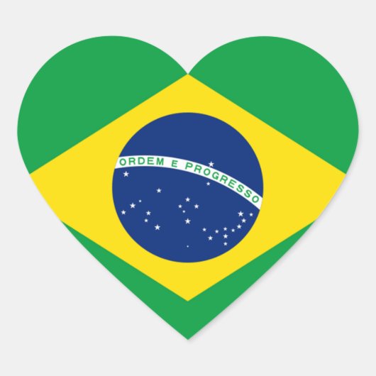 Vlag van Brazilië, Brazilië Hart Sticker (Voorkant)