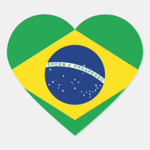 Vlag van Brazilië, Brazilië Hart Sticker