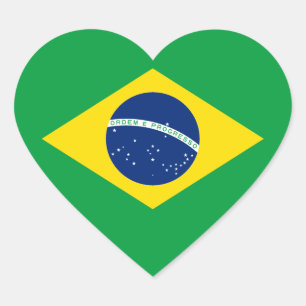 Vlag van Brazilië Hartsticker Hart Sticker