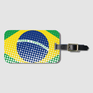 vlag van Brazilië met een halftooneffect Bagagelabel