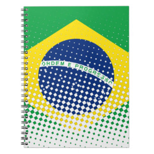 vlag van Brazilië met een halftooneffect Notitieboek