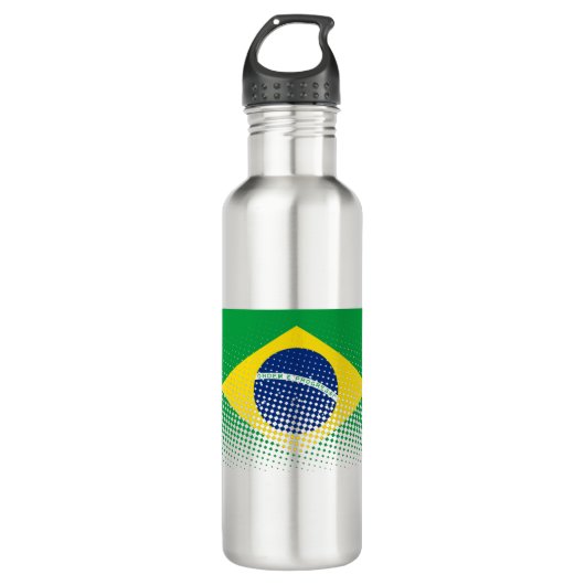 vlag van Brazilië met een halftooneffect Waterfles (Voorkant)