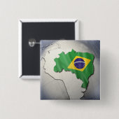 vlag van Brazilië Vierkante Button 5,1 Cm (Voorkant /achterkant)