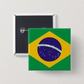 vlag van Brazilië Vierkante Button 5,1 Cm (Voorkant /achterkant)